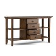 thumbnail image 3 of WyndenHall  Mansfield Solid Wood 54 inch Wide Rustic Console Sofa Table in Rustic Natural Aged Brown - 54 W x 16 D x 30 H, 3 of 5