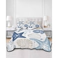 thumbnail image 3 of Blue Starfish Coastal King Size Down Alternative Comforter, Lightweight Comforter Quilt Bedding Set with Pillow Shams Summer Beach Nautical Coral Sea All Seasons Bed Comforter Duvet Insert 96"x106", 3 of 7