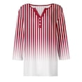 thumbnail image 4 of LISTHA 3/4 Length Sleeve Womens Tops Casual Loose Fit Henley Neck T Shirts Cute Print Three Quarter Length Tunic Tops Hot Pink 2XL, 4 of 5