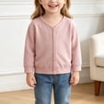 thumbnail image 2 of Gubotare Girls Fall Sweater Girls Lightweight Long Sleeve Cardigan, Open Front Casual Sweater, Cute Soft Outerwear Coat 3T 4T (Pink,3-4 Years), 2 of 6