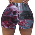 thumbnail image 2 of Salouo Gothic Red Skull Cemetery Print Women's Athletic Shorts,Booty Shorts Biker Shorts High Waisted Elastic Workout Shorts for Yoga Gym Running Sports-X-Large, 2 of 8