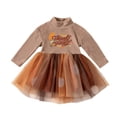thumbnail image 2 of Zecgelong Girls Pumpkin Print Long Sleeve Dress Party Fall Outfit for Toddler Yellow Size 6M-3Y, 2 of 6