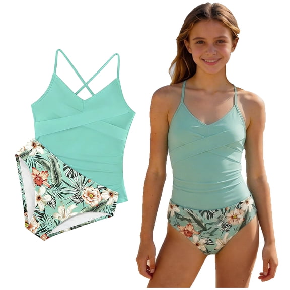 Teen Swimsuit Girl Girls Swimsuit With Shorts Two Piece Girl Bathing Suit Size 11-12 Years Girls Swimsuit
