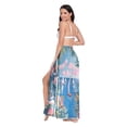 thumbnail image 3 of FORMRS Womens Long Sarong Beach Wrap Semi-Sheer Bikini Skirt Bathing Swimsuit Cover Up, Blue Sea, 3 of 7