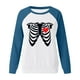 thumbnail image 5 of Blusa de manga larga con estampado de esqueleto de Halloween a la moda para mujer, suéter informal con cuello redondo, Tops, camisetas Fridja  fjkfkj6923, 5 of 6
