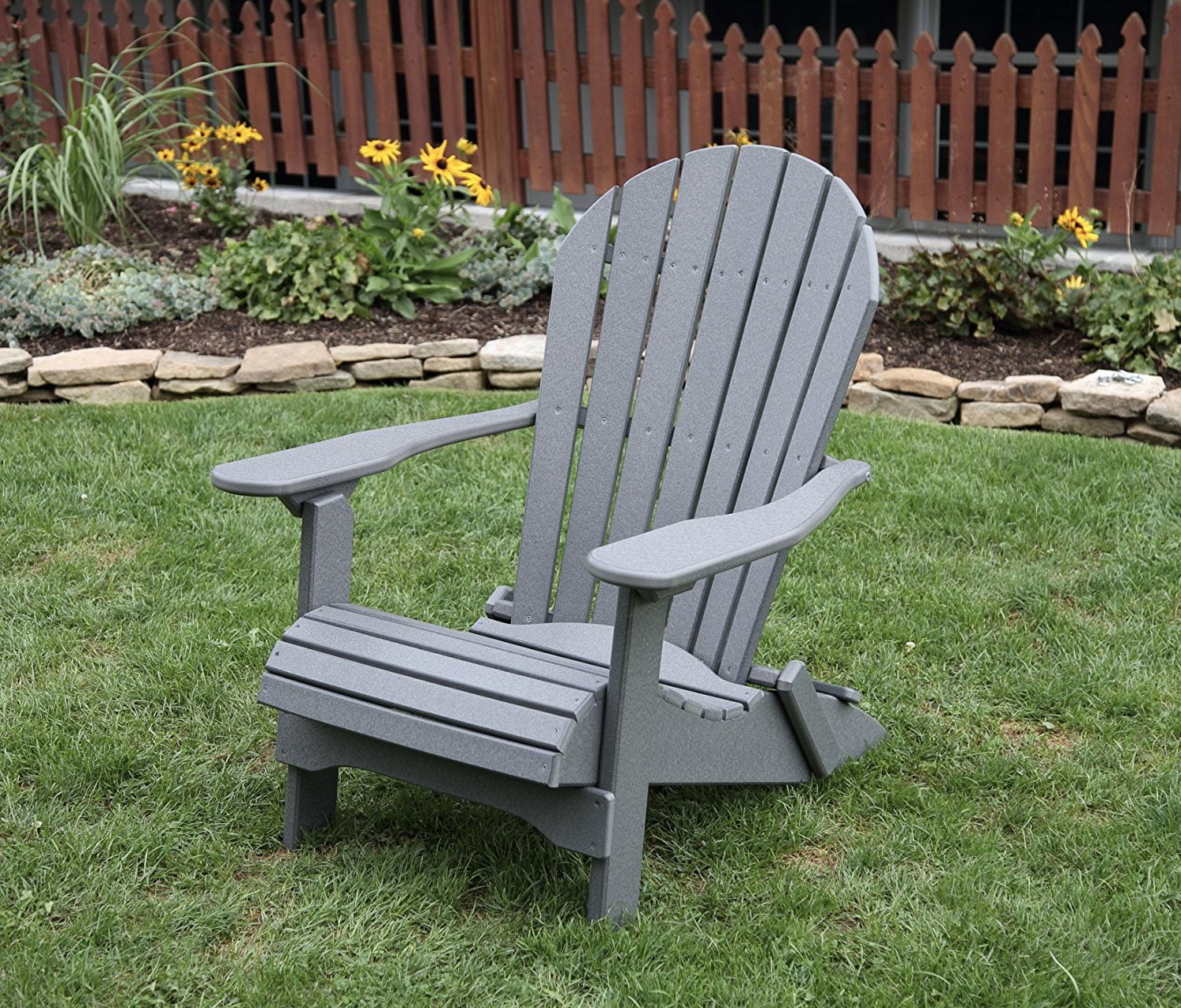 Outdoor Garden Lawn Exterior Dark Gray Finish Poly Lumb   er 