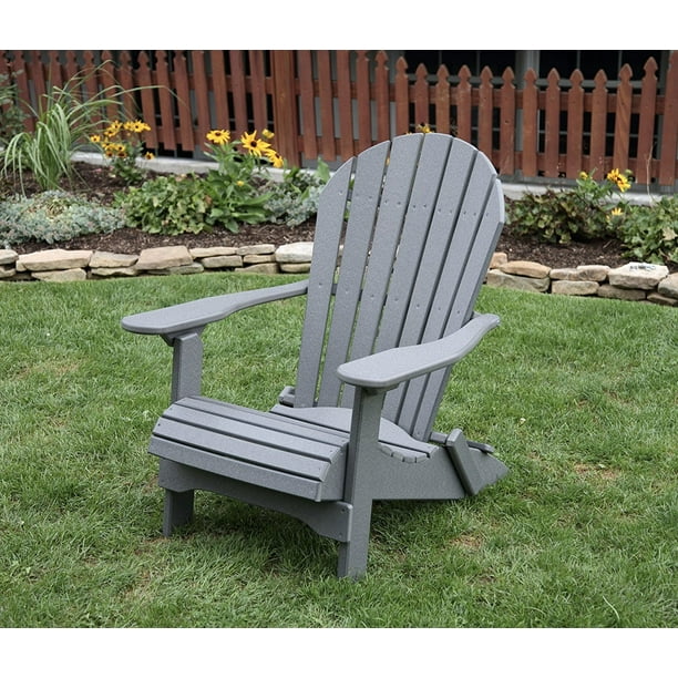 Poly Lumber Rolled Seating Folding Adirondack Chair-Dark Gray - Walmart.com - Walmart.com