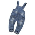 thumbnail image 5 of KIDSCOOL SPACE Baby Little Boys girls Plaid Lining Patchwork Denim Overalls Jeans,Blue, 2-3 Years, 5 of 6