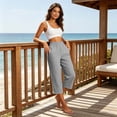 Asgosdo Pants for Women Elastic Waisted Solid Color Straight Leg Casual ...