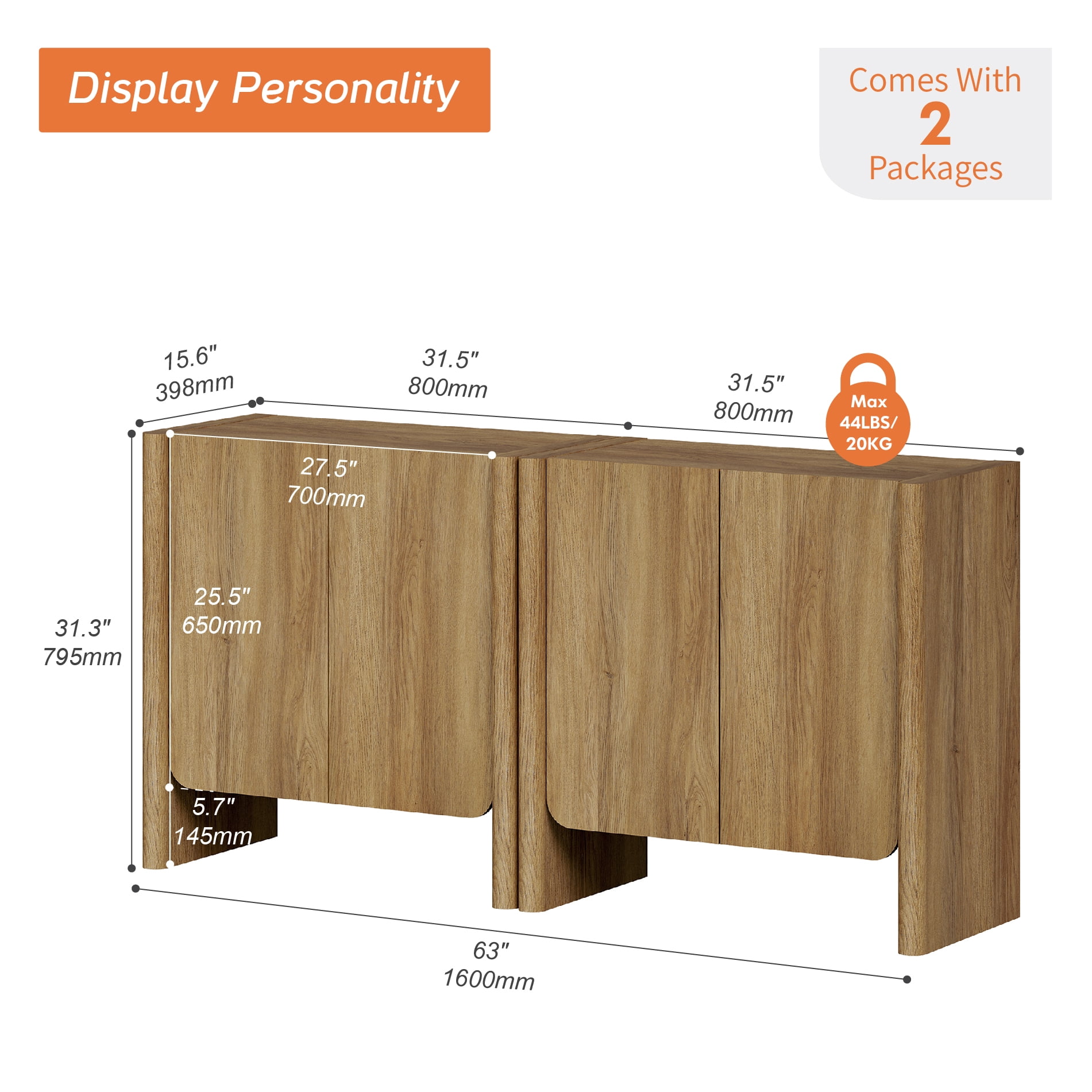 63-Inch 2-in-1 French Minimalist TV Stand for 70" TVs, 4-Door Media Console with Adjustable Shelves, Cable Management, Walnt
