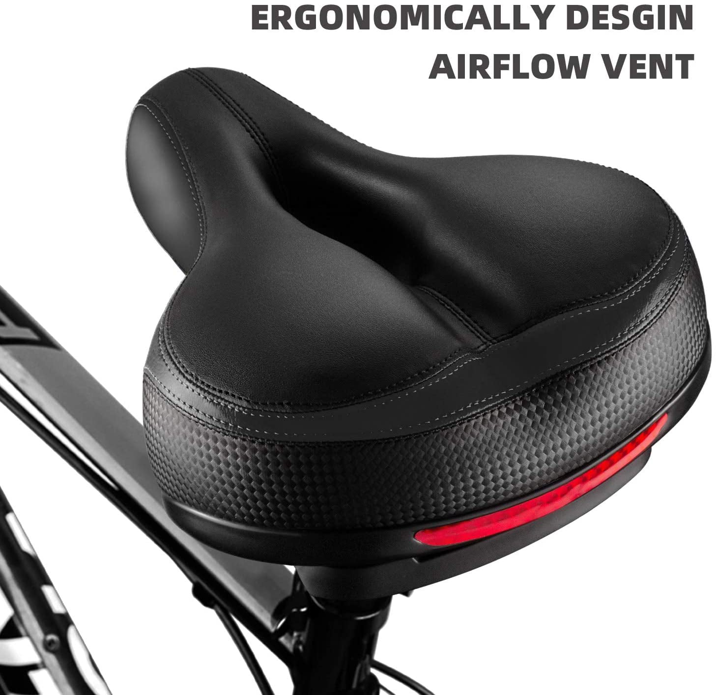 Rear Reflective Sticker Dual Spring Universal Fits Most Bikes Bicycle Saddle Seat Bike Cushion for Men Women Wide Comfort Soft Memory Foam Padded