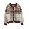 thumbnail image 1 of Minnieouse Suéter de moda para mujer, cárdigan de otoño, abrigo estampado de punto con botón, Top cálido de manga larga, ropa suelta informal Abrigos y chamarras Beige Minnieouse AP015541-02, 1 of 6