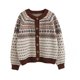 thumbnail image 1 of Qarigey Suéter de moda para mujer, cárdigan de otoño, abrigo estampado de punto con botón, Top cálido de manga larga, ropa suelta informal Abrigos y chamarras Beige Qarigey AP015541-02, 1 of 6