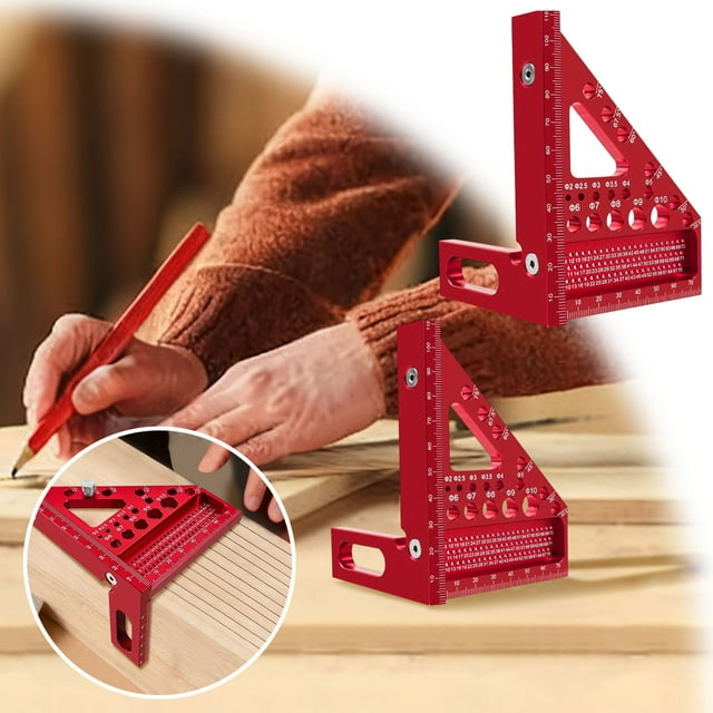3D Angle Measuring Aluminum Alloy Woodworking Triangle Ruler With Precision Protractor Suitable For Woodworking Construction And DIY Projects