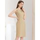 thumbnail image 3 of INSPIRE CHIC Vestido De Tubo Midi Ajustado Sin Mangas Con Cuello En V Para Trabajo En La Oficina Y Negocios Para Mujer Albaricoque L, 3 of 6