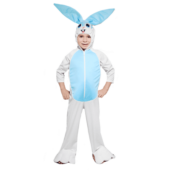 Disfraz de Primavera Conejo Blanco con Azul Unitardo Deluxe Infantil Niños Talla 1 a 3 años