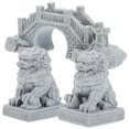 thumbnail image 1 of Fu Foo Dogs Guardian Mini Lion Statues: Small Asian Stone Statues Feng Shui Decor Sandstone Bridge For Home Decor Attract Wealth Chinese New Year Decoration, 1 of 9