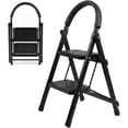 thumbnail image 1 of Escalera De Tijera Escalera Tubular Escalera Plegable Hecha de Acero Inoxidable Escalones Y Patas Antideslizantes Altura (2 Escalones Negro), 1 of 7
