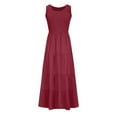 thumbnail image 6 of Zpanxa Women's Sleeveless Round Neck Boho Dress Solid Color Flowy Casual Summer Maxi Dress, 6 of 7