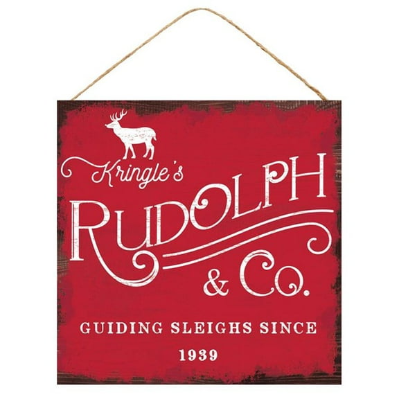 Craig Bachman, 10" Wooden Sign: Kringle's Rudolph & Co Sign - Santa Christmas Wood Wall Door Hanger Sign