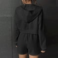 thumbnail image 4 of Wdfiry Shorts Set for Women Two Piece Full Zip Up Hoodie Jacket and Drawstring Shorts Crop Sweatsuits Tracksuits, 4 of 5