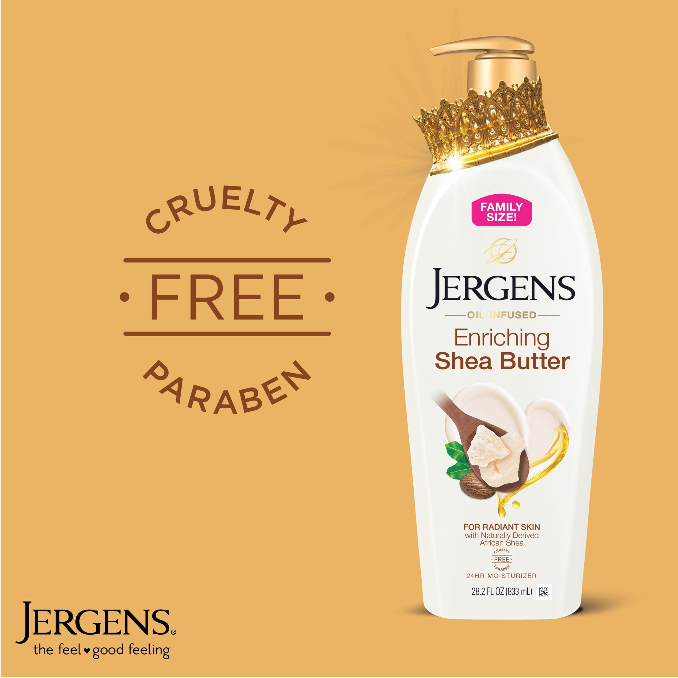 (4 pack) Jergens Shea Butter Hand and Body Lotion, Dry Skin Moisturizer, Dermatologist Tested, 28.2 fl oz