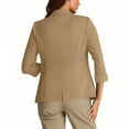 thumbnail image 2 of Women's Casual Blazer Jackets Button Down 3/4 Sleeve Lapel Ruched Blazers Fashion Business Office Overcoats (M, Khaki), 2 of 4