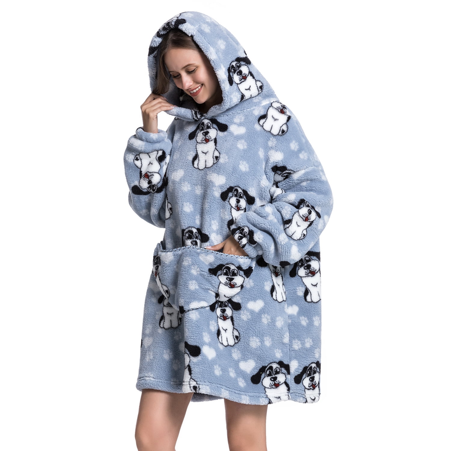 Msrlassn Hoodie Blanket for Women Adults Wearable Hooded Sweatshirt Pullover, Wearable Blanket Hoodie Super Soft Warm Cosy Sweatshirt with Big Pocket