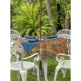 thumbnail image 3 of Outdoor Tablecloths with Umbrella Hole & Zipper, Brown Red Floral Boho Round Tablecloths 60 Inch, Vintage Ethnic Tribe Abstract Art Waterproof Table Cloth, Patio/Pool/Picnic Table Covers, 3 of 8