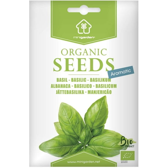 SHIQI-Certified Organic Genovese Giant Basil Seeds by Minigarden – 100% Natural & Non-GMO, High Germination, Open-Pollinated & Reproducible – Perfect for Home Gardens & Farms – 1,750-2,250 Seeds