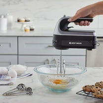 Hand Mixer Plus with Immersion Blender, 6 Speeds, Ergonomic Handle, Snap-On Storage , Black