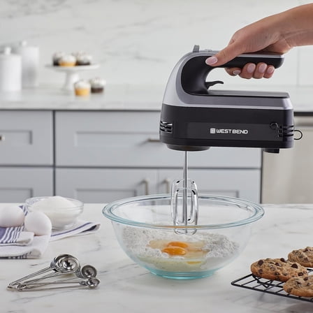 Hand Mixer Plus with Immersion Blender, 6 Speeds, Ergonomic Handle, Snap-On Storage , Black