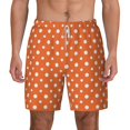thumbnail image 3 of Uemuo Orange And White Polka Dot Pattern Mens Swim Trunks Quick Dry Board Shorts with Mesh Lining, Stretch Beach Shorts Quick Dry No-Chafing Board Shorts-Small, 3 of 9