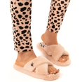 thumbnail image 4 of Barbie - Pantuflas de Peludito Slip-on Diseño Cruzado para Mujer (Rosa, Negro), 4 of 6