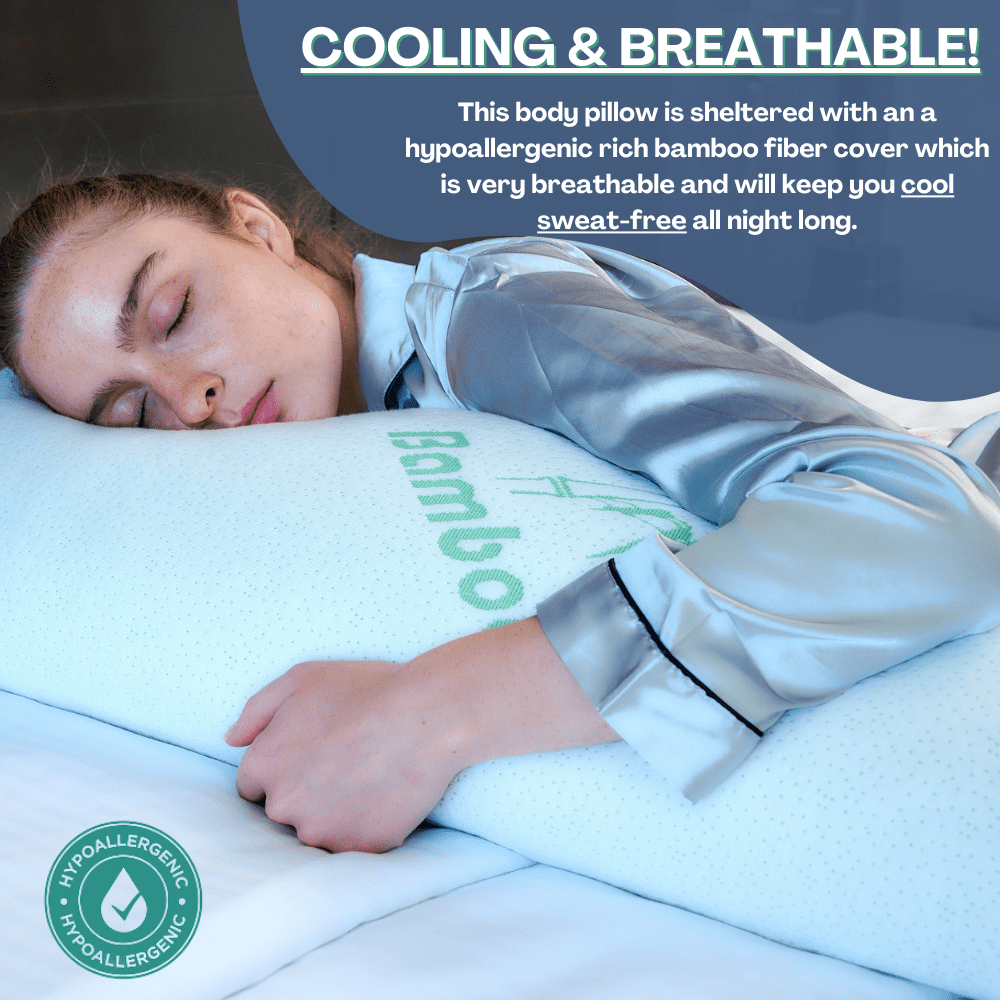 Full Body Pillow for Adults Bamboo - [Adjustable] Shredded Memory Foam Long Cooling Pillows, Removable and Washable Hypoallergenic Cover with Zipper