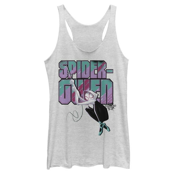 Women's Marvel Spider-Man: Into the Spider-Verse Spider-Gwen Swing Racerback Tank Top White Heather Medium