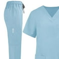 thumbnail image 6 of Medical Nurse Uniform for Women 2 Piece Solid Scrubs Set Lightweight Comfy Short Sleeve V-Neck Tunics with Elastic Drawstring Waist Pants, 6 of 7