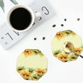 thumbnail image 4 of Lsque Sunflowers On A Yellow Background Pattern 4" Drink Coasters Set of 4, PVC Leather Absorbent Coasters, Table Coaster Set Decorative Coffee Cup Coasters Housewarming Gift -Octagon, 4 of 6