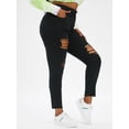 thumbnail image 4 of ROSEGAL Plus Size Distressed Frayed Skinny Jeans Black 2X, 4 of 4