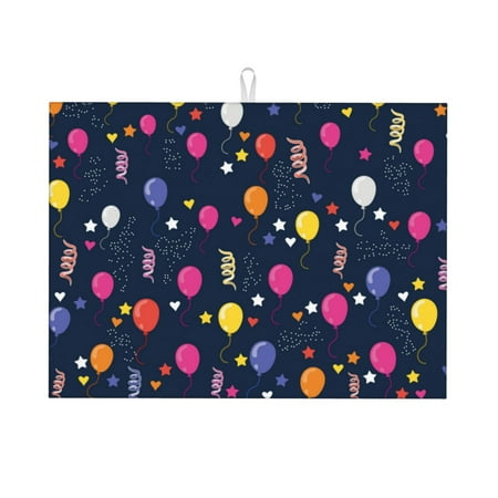 

Large Dish Drying Mats for Kitchen Counter - Colored Balloons 18x24In Anti-Slip Absorbent Microfiber Drying Mat for Kitchen Counter Mat Dish Rack Mat with Hanging Loop