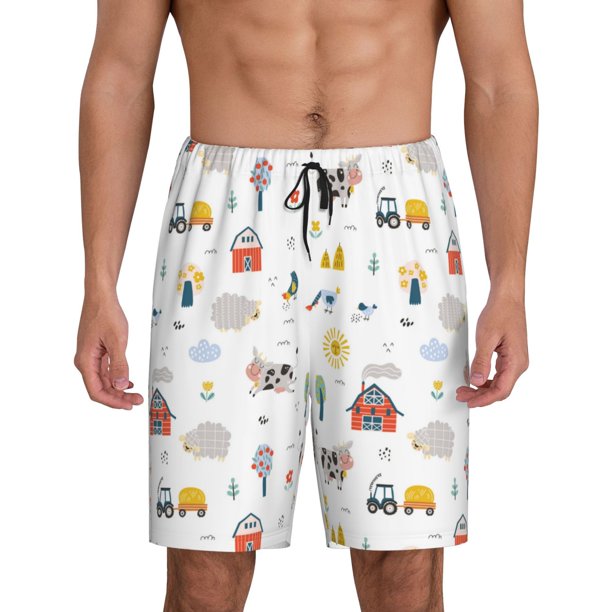 Fotbe Farm Animals Pantalones Cortos de Pijama para Hombre, Ropa de Dormir, Pantalones de Pijama Cortos para Hombre-4X-Large
