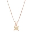 thumbnail image 3 of 2.5 ct Brilliant Princess Cut Solitaire Natural Morganite 14k Rose Gold Pendant with 16" Chain, 3 of 4