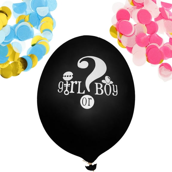 FONWILYO 1 Set Black Balloons Round Confetti Balloon for Baby Gender Reveal Party Decorative