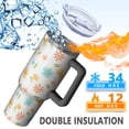 thumbnail image 5 of 40oz Tumbler with Handle and Straw, Vacuum Insulated Stainless Steel Travel Mug, Fits Car Cup Holder, Daisy Floral Print, 5 of 6