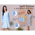 thumbnail image 5 of FEREMO Long Sleeve Nightgowns for Women Cotton Printed Sleepshirt Soft Loose House Dresses 2 Pack, 5 of 7