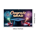 thumbnail image 1 of Graduation Congrats Grad Banner Backdrop Party Decoration Photo Booth Props Celebration Background Event Supplies Stars Ribbons School Ceremony Decor, 1 of 4