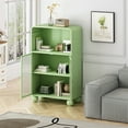 thumbnail image 2 of Bathroom Floor Cabinet, 45" H Storage Cabinet with Glass Door and Shelves, Freestanding Display Cabinet for Bathroom Living Room Kitchen Hallway Home Office, 2 of 9