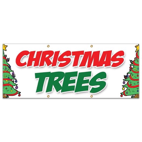 SignMission B-96 Christmas Trees 36 x 96 in. Christmas Trees Banner Sign