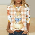 thumbnail image 2 of lcziwo Ofertas Del Dia de Hoy Relampago Easter Shirts for Women Spring 3/4 Sleeve Crewneck Blouses Novelty Eggs Pattern Tee Cute Rabbit Graphic Tunic 2025 Holiday Tops Orange XL, 2 of 6