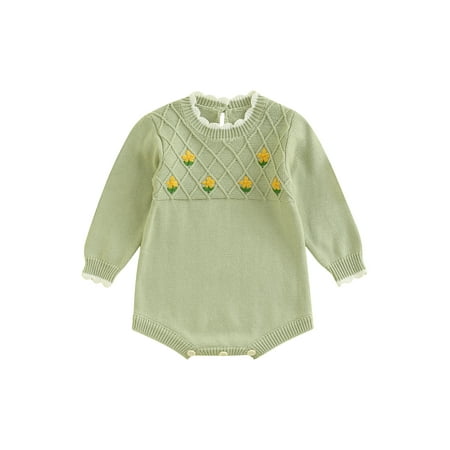 

Bagilaanoe Newborn Baby Girl Knit Cardigan / Romper Long Sleeve Sweater Flower Patterns Knitwear 3M 6M 9M 12M 18M 24M Infant Fall Casual Tops Outwear